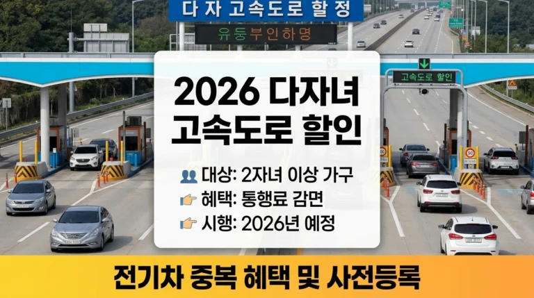 2026년 다자녀 고속도로 통행료 할인 신청 방법과 전기차 중복 혜택 사전등록 안내
